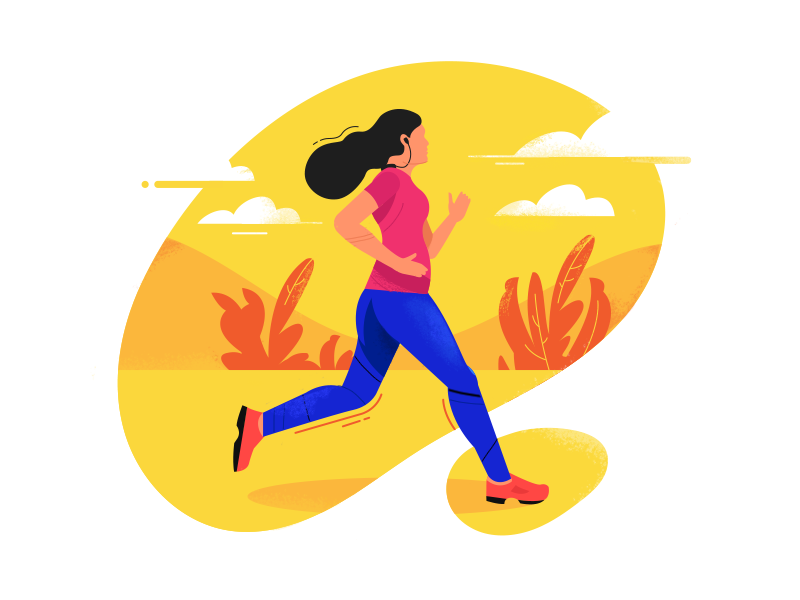 Illustration: girl running app ui ux web visual design and illustration by Afsal CMK