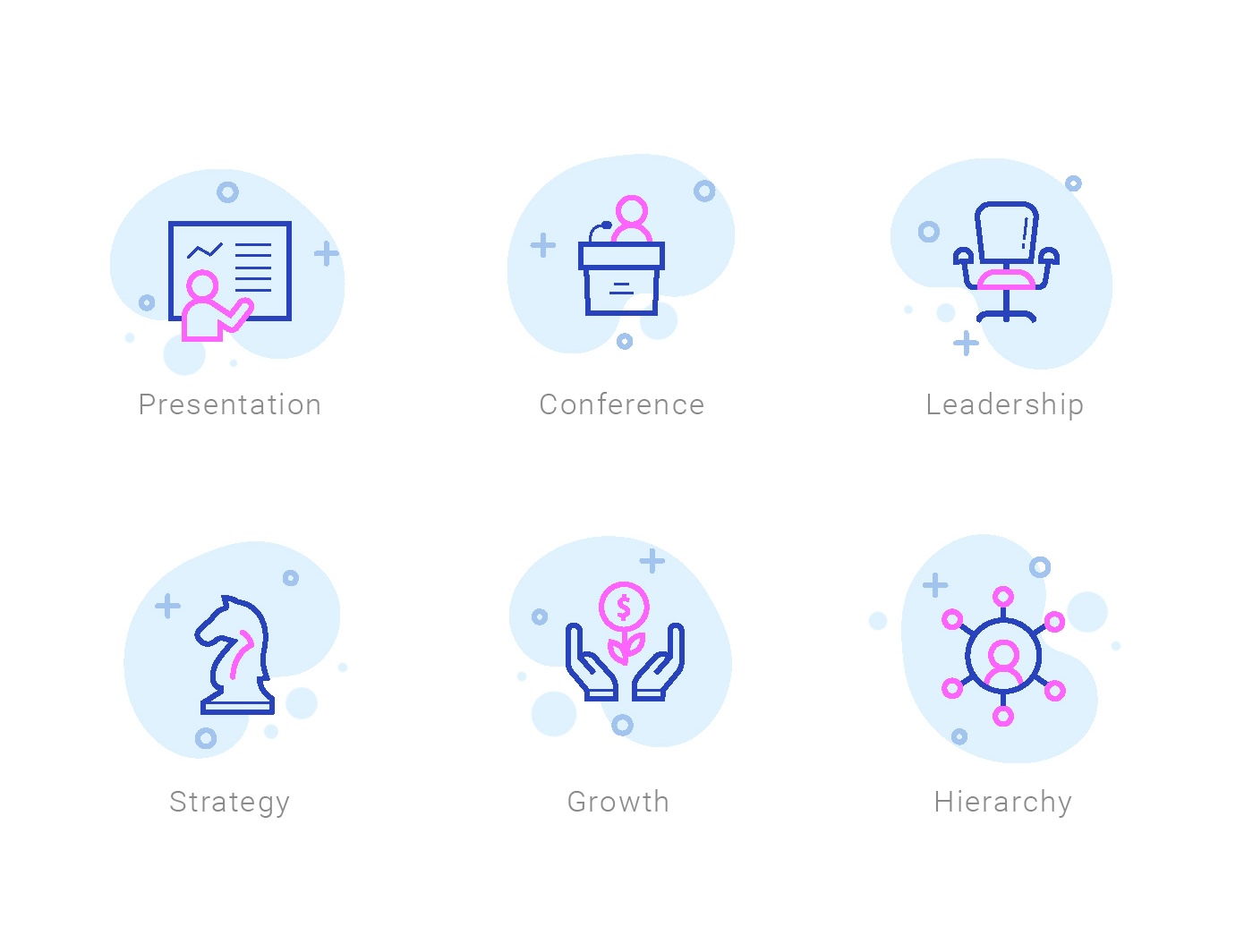 Illustration: presentation conference growth strategy business line vector icons 4x by Afsal CMK